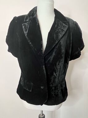 Newport News Black Velvet Short Sleeve  Jacket